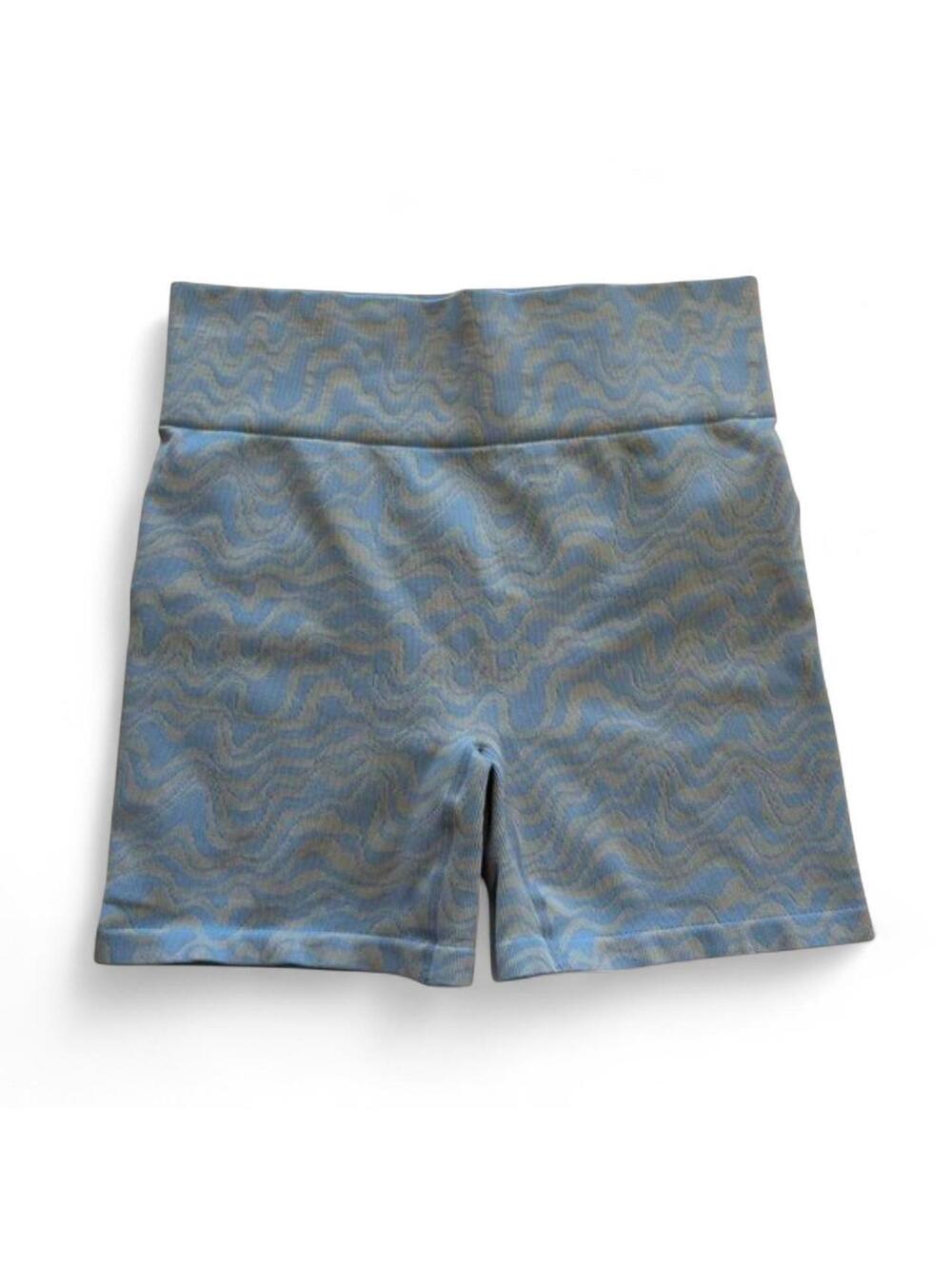 Cotton body blue textured biker shorts- size xl